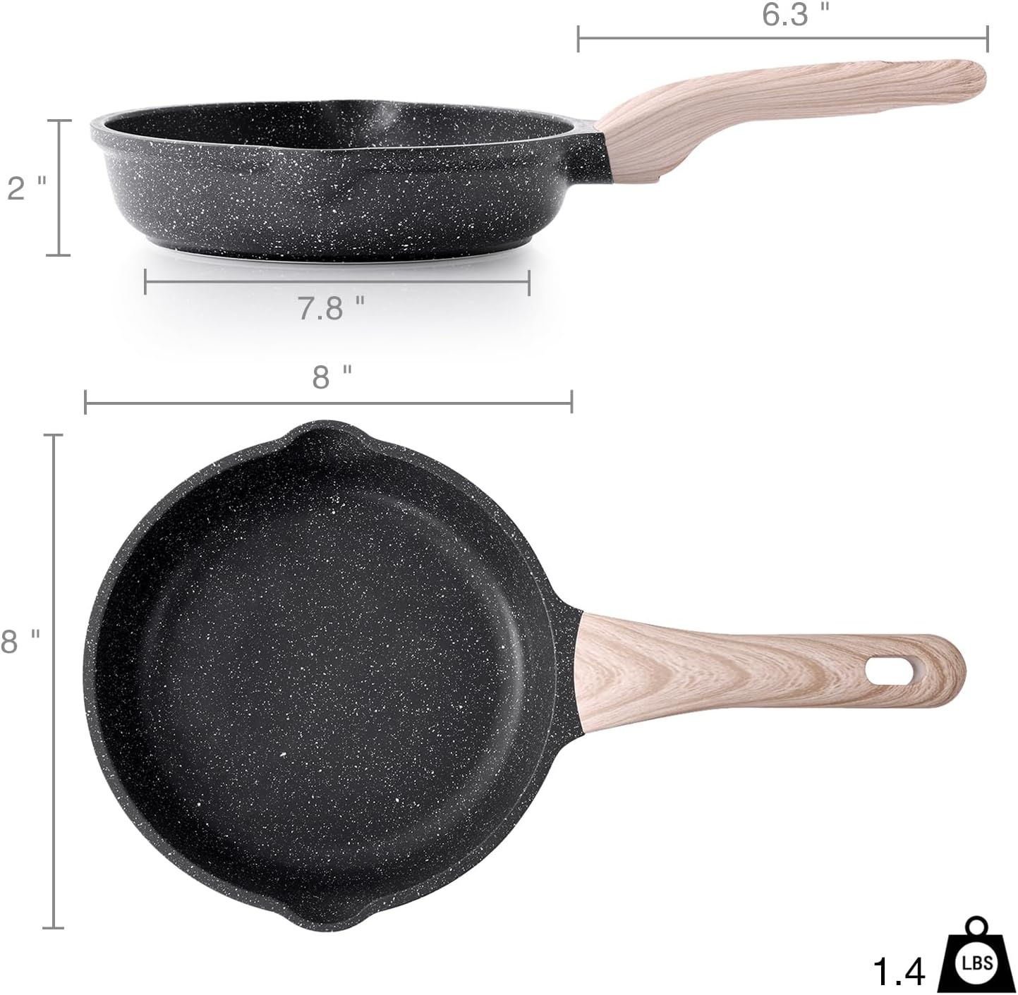 Nonstick Frying Pan Skillet, 8 Inch Small Egg Omelet Pan, Healthy and Non Toxic, Induction Compatible, PFOA Free