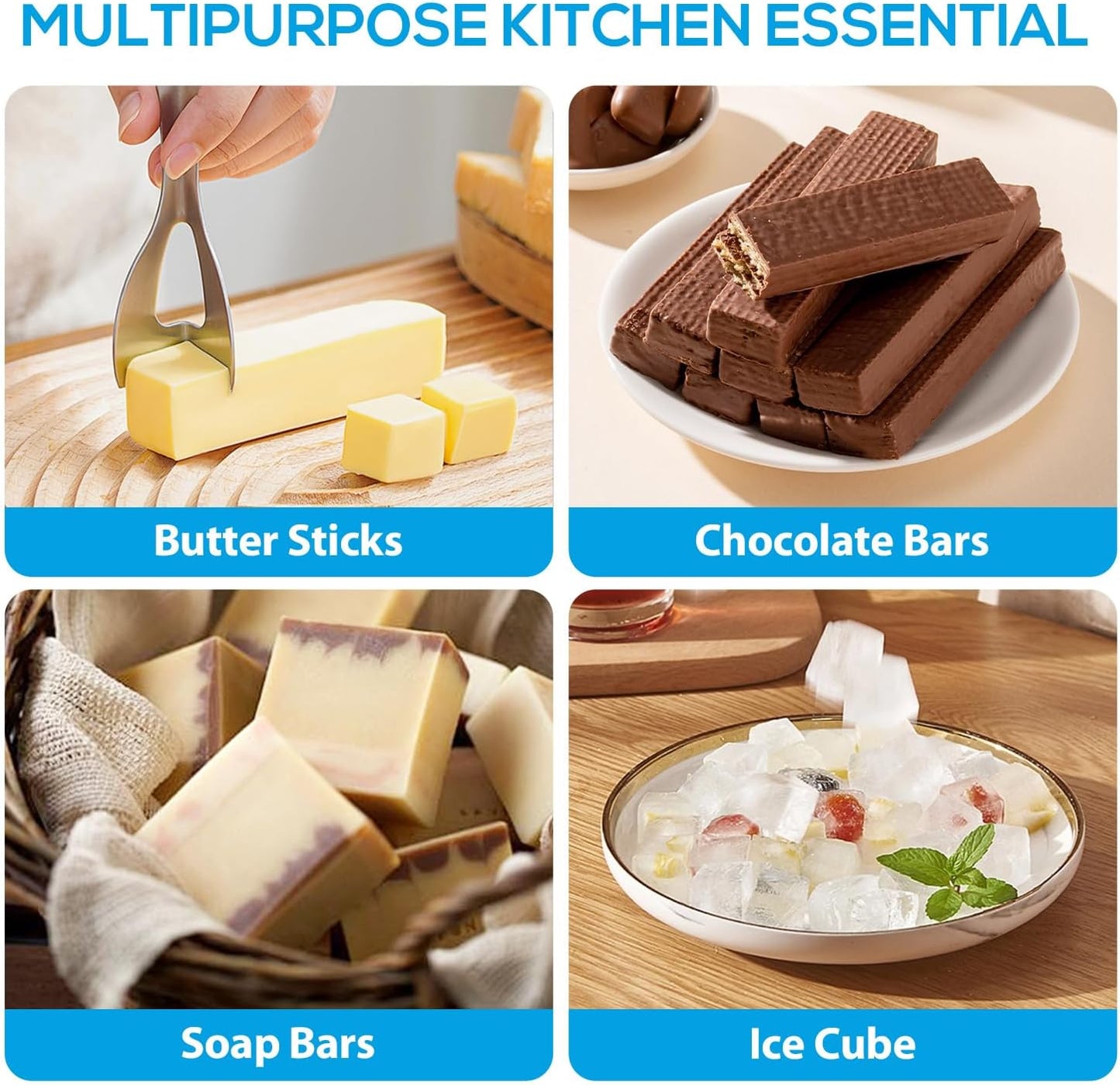 Silicone Butter Mold with Lid & Spatula, Non-Stick Butter Maker Tray and Container for Homemade Butter Storage, Baking, Freezing