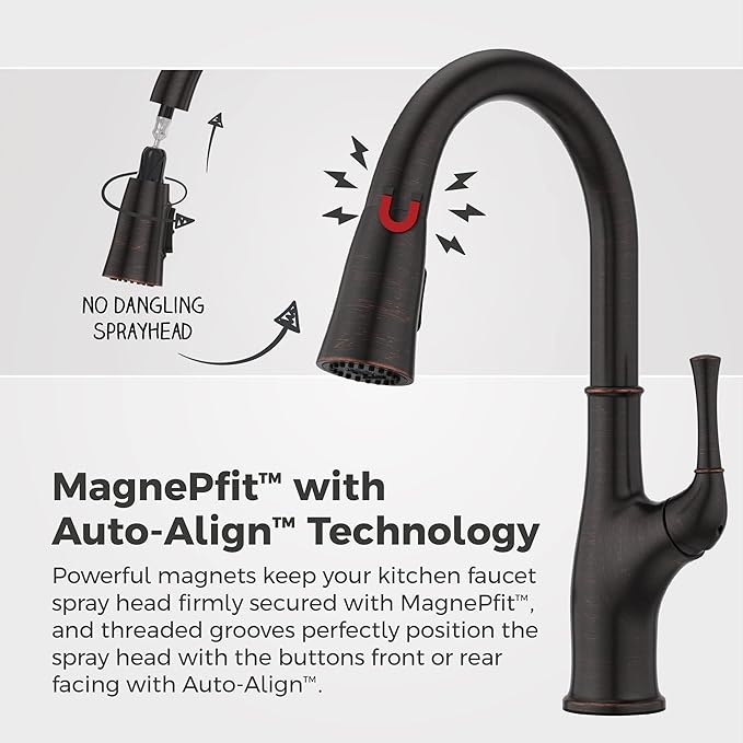 Pfister Alderwood Kitchen Faucet with Pull Down Sprayer and Soap Dispenser, Single Handle, NSF Certified, Tuscan Bronze Finish, F5297AWY