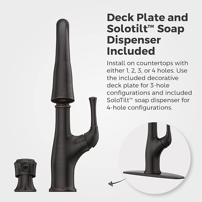 Pfister Alderwood Kitchen Faucet with Pull Down Sprayer and Soap Dispenser, Single Handle, NSF Certified, Tuscan Bronze Finish, F5297AWY