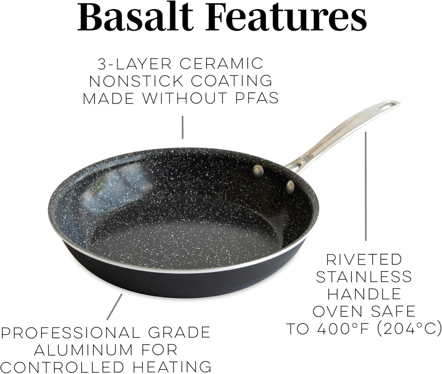 Nordic Ware Basalt Aluminum Saute Skillet, 10-Inch, Ceramic Coating