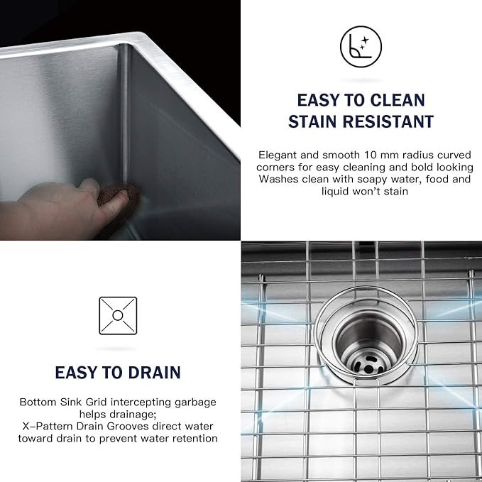 TORVA 13 x 15 Inch Undermount Kitchen Sink, Premium 304 Stainless Steel Bar Sink - 8 Inches Deep Basin Single Bowl Sink