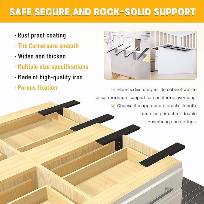 Hidden Countertop Support Bracket 20 Inch 2 Pack Heavy Duty Granite Support Bracket for Kitchen Island Bar Top Countertop