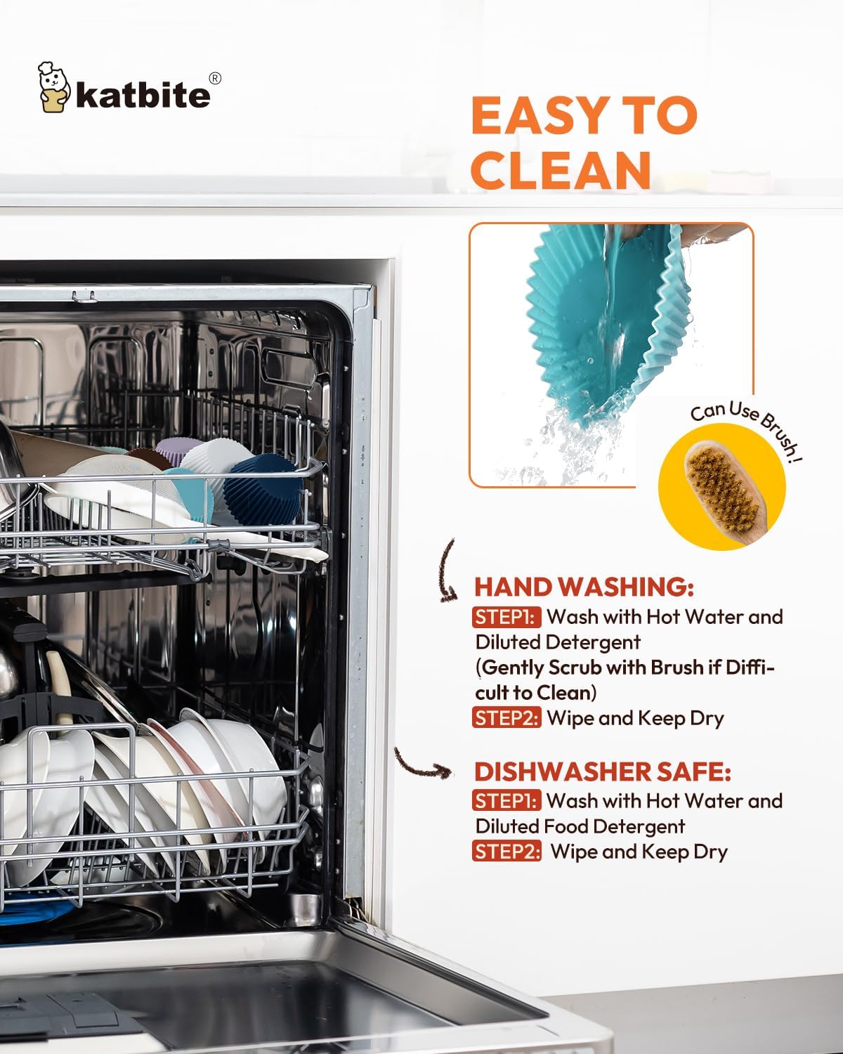 Silicone Cupcake Baking Cups Katbite 24 Pack Silicone Baking Cups Reusable Non-stick Heavy Duty Cupcake Liners for Baking Soft Pale Muffins Cups for Party Halloween Christmas