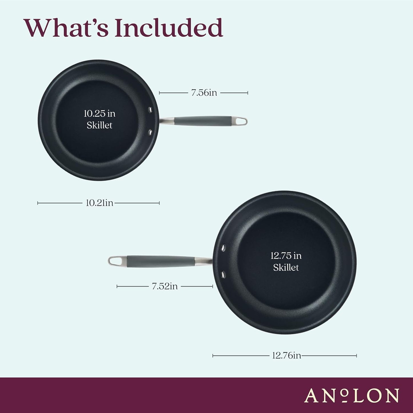 Anolon Advanced Home Hard-Anodized Nonstick Skillets (2 Piece Set- 10.25-Inch & 12.75-Inch, Moonstone)