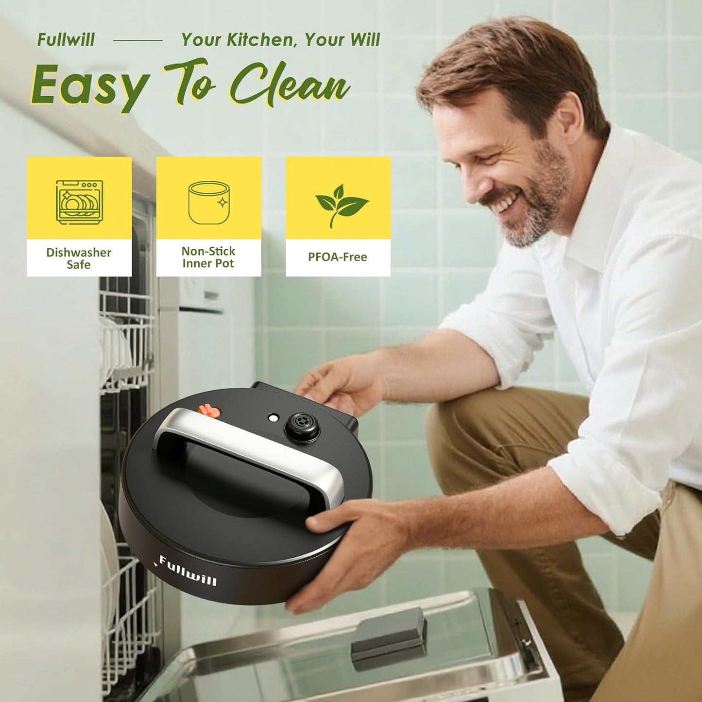 Fullwill 9-in-1 Electric Pressure Cooker, 12 Presets Instant Multi Cooker Olla de Presion Nonstick Pot 6 Quarts