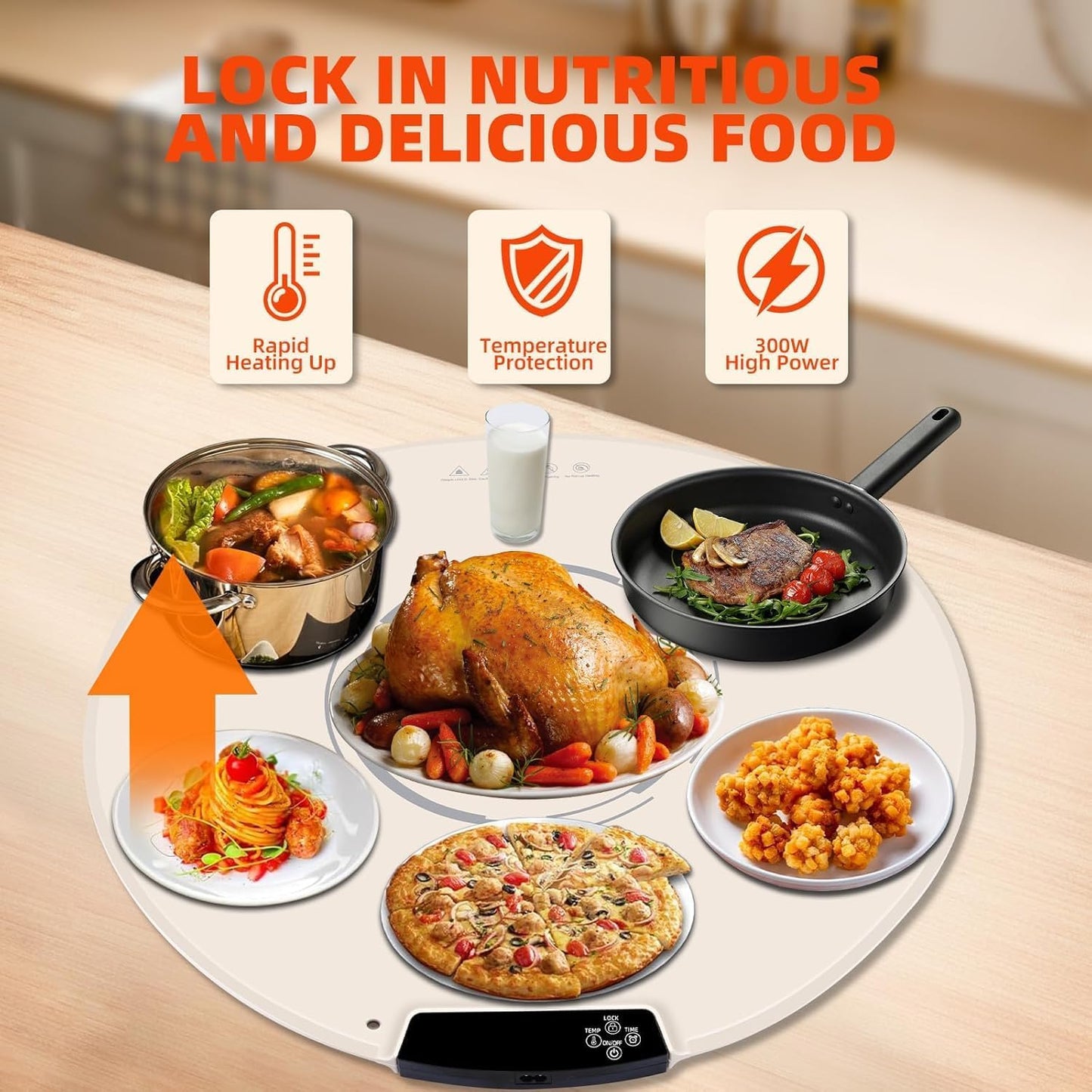 Food Warming Mat, Electric Warming Tray with Adjustable Temperature & Timer, Rollable & Portable, Rapid Full-Surface Silicone Heating Mat, Food Warmers for Gatherings, Parties, Buffets