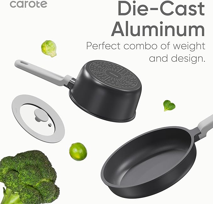 CAROTE 11pcs Pots and Pans Set Non Stick, Premium Cooking Sets, Kitchen Cookwares, Induction Cookware Set, Pot and Pan, Kitchen Essentials