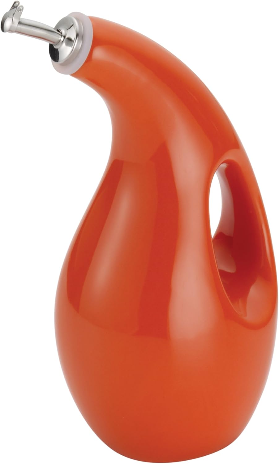 Rachael Ray Solid Glaze Ceramics EVOO Olive Oil Bottle Dispenser with Spout - 1 Piece, Orange