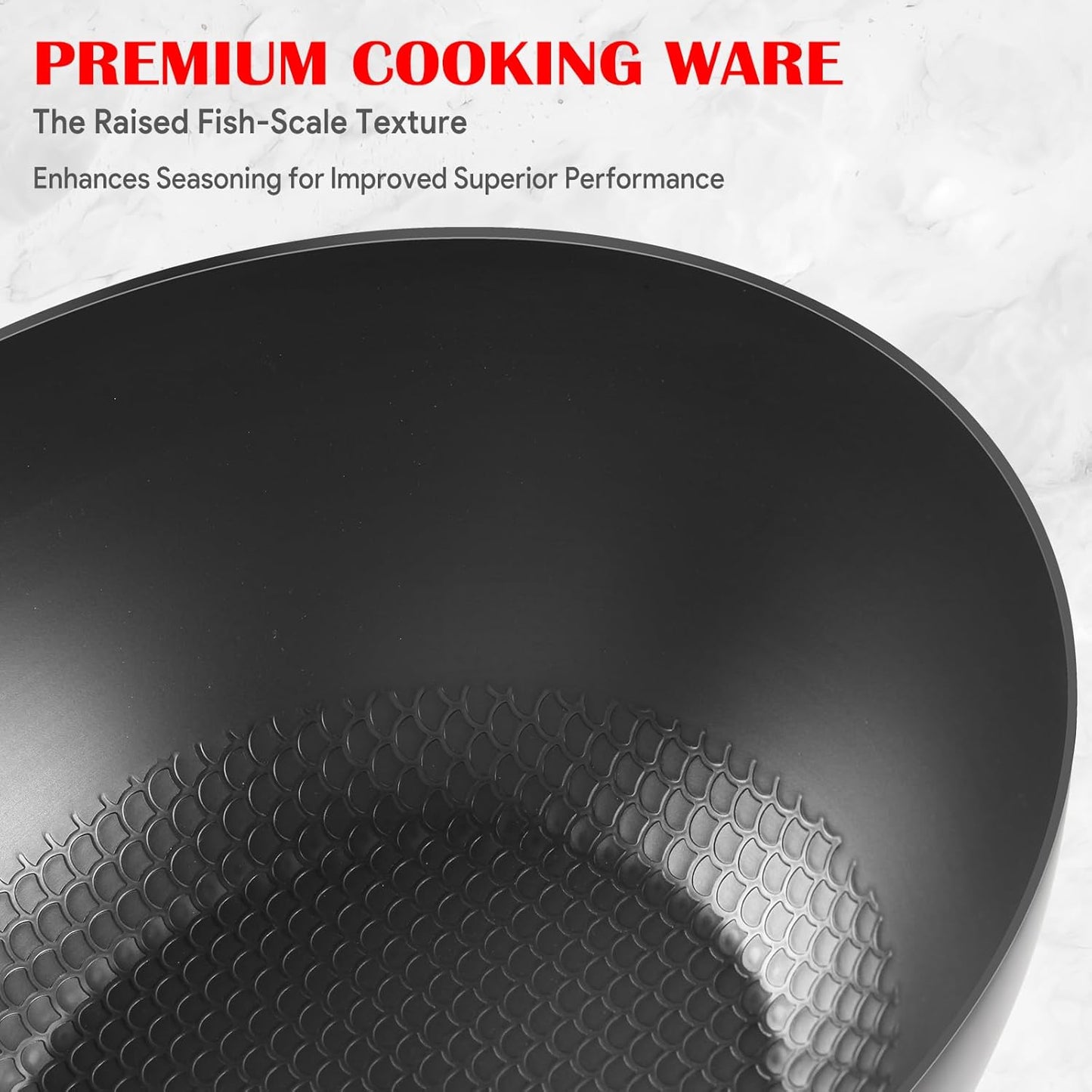 Carbon Steel Pan, 9.5-Inch Stir-Fry Woks & Pans Set with Glass Lid, 1.65lb Lightweight No Chemical Coated Flat Bottom Small Wok for 1-2 Servings