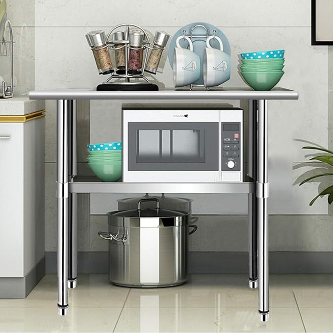 jxgzyy Stainless Steel Table 36x24 Inch NSF Commercial Heavy Duty Table with Adjustable Undershelf Kitchen Food Prep Worktableor for Home Restaurant Hotel and Garage