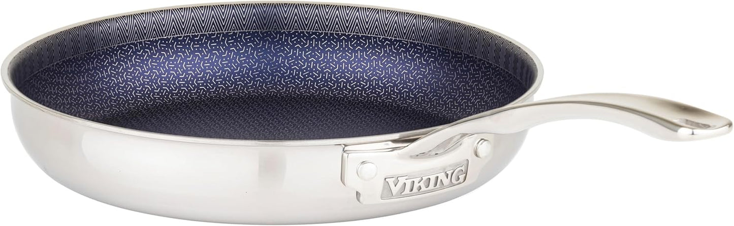 Viking 3-Ply Non Stick Frying Pan, 10 Inch Hybrid Plus Stainless Steel Kitchen Cookware, Silver