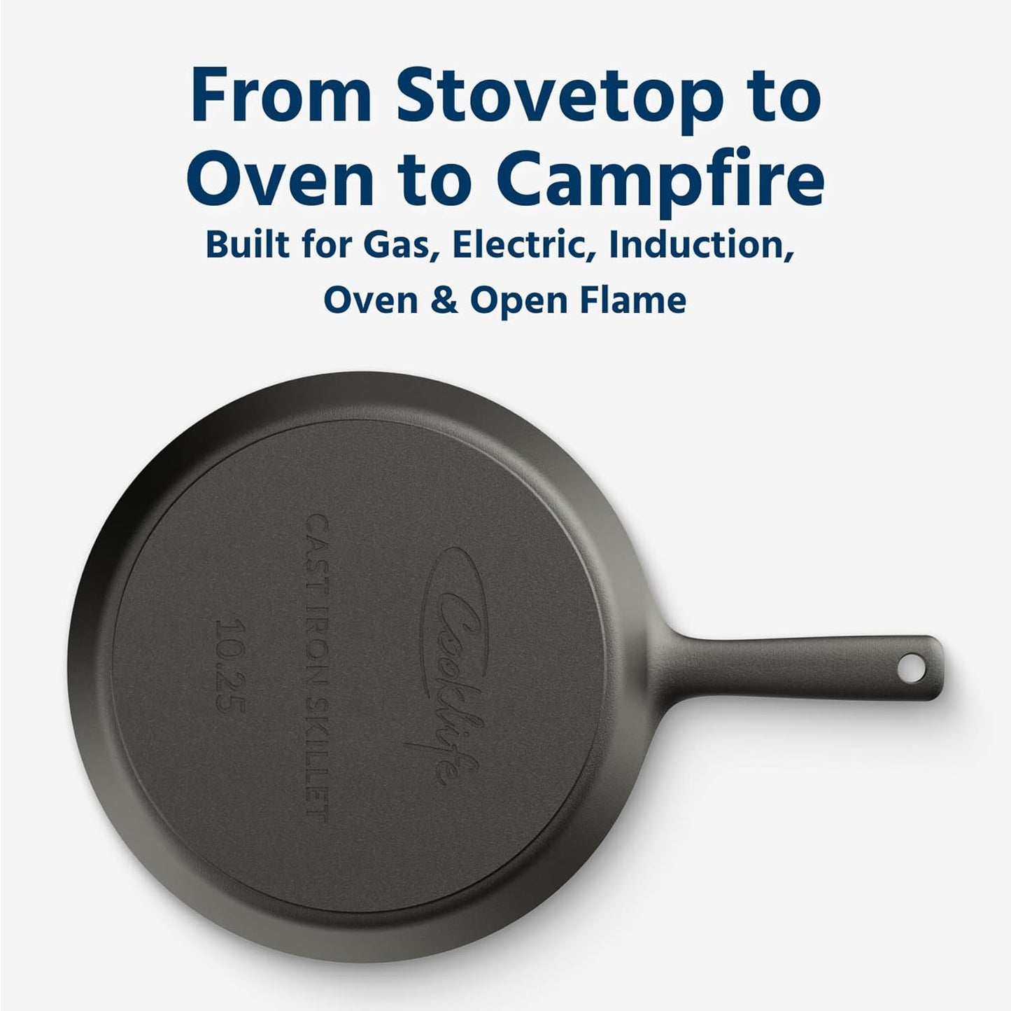 COOKLIFE 10 Inch Lightweight Pre-Seasoned Cast Iron Skillets with Stainless Steel Lid and Handle Cover - Smooth Polished Surface, Easy to Clean Cast Iron Pan Use in the Oven, on the Stove or Grill