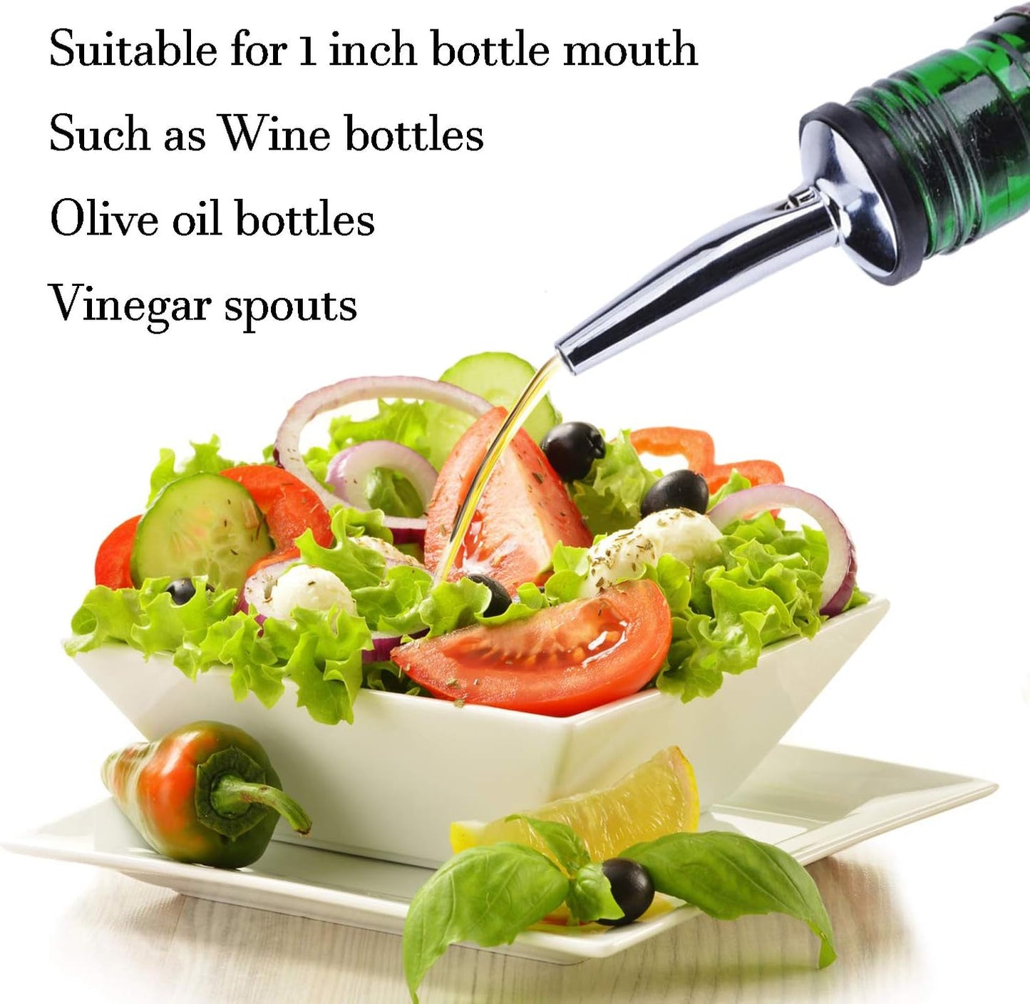 LanMa Olive Oil Spouts for Bottles, Stainless Steel Bottle Spout for Pours Liquor Vinegar Syrup or Oils with Stainless Steel Funnels (6 Pcs)