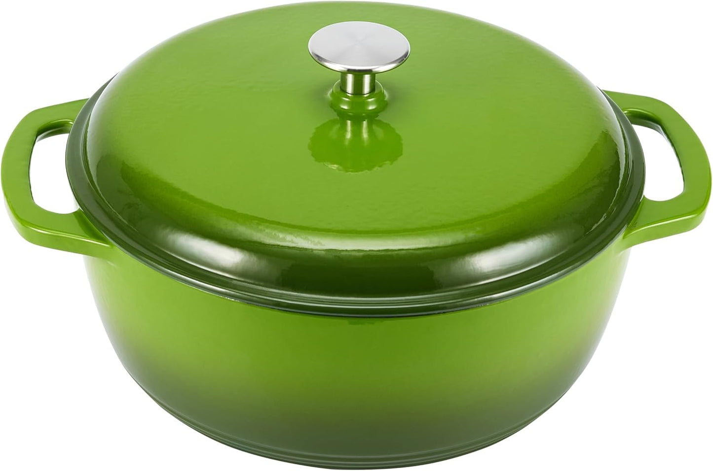 Amazon Basics Cast Iron Dutch Oven Pot with Lid, Enameled, Round, Dual Handles, Heavy-Duty, Small, 4.3-Quart, Green