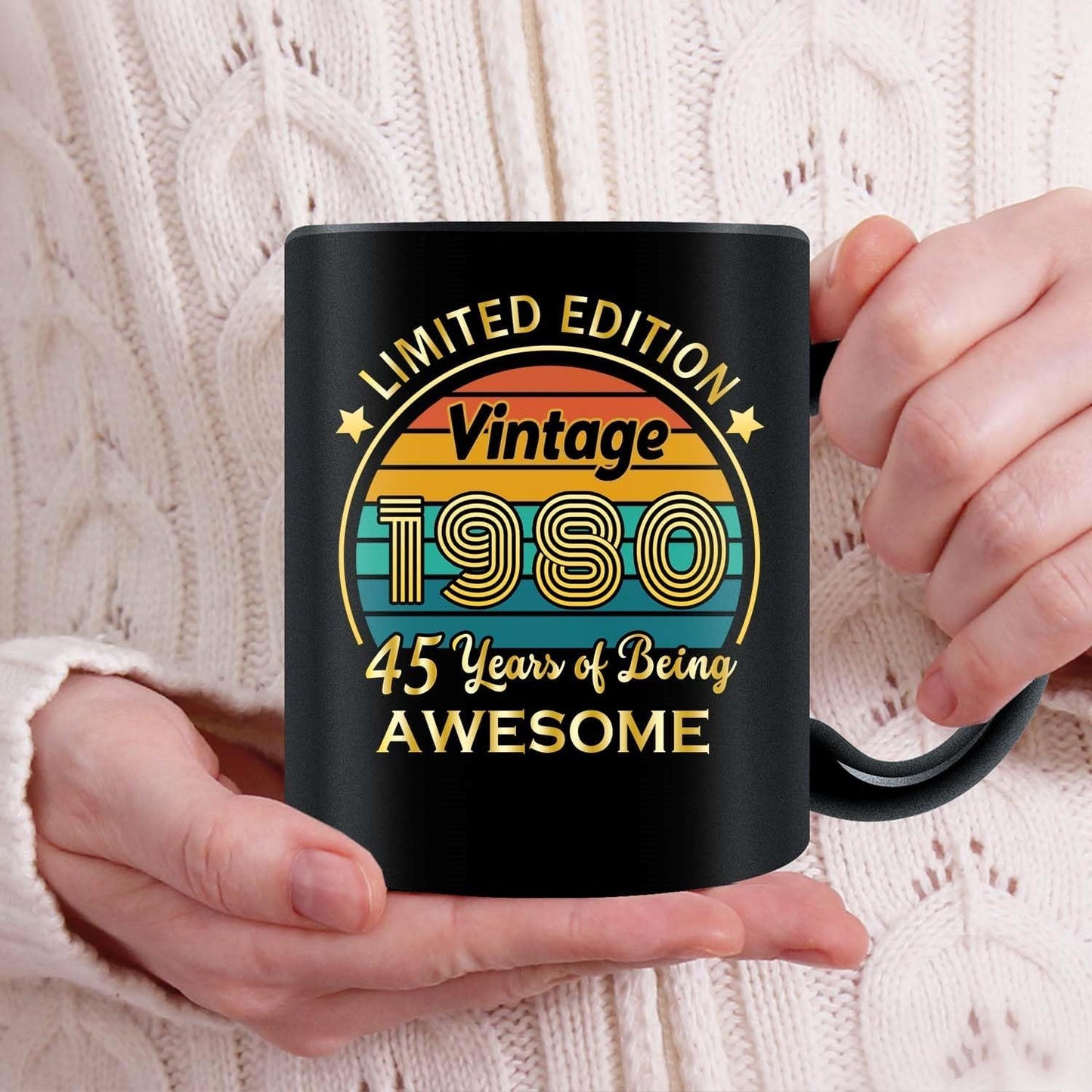 QUPT 45th Birthday Gifts for Women Men, 45th Birthday Gifts for Him, 1980 Birthday Gifts for Women Men, 45 Years Old Gifts, 1980 Birthday Gifts for Her Him, 45th Birthday Presents Coffee Mug