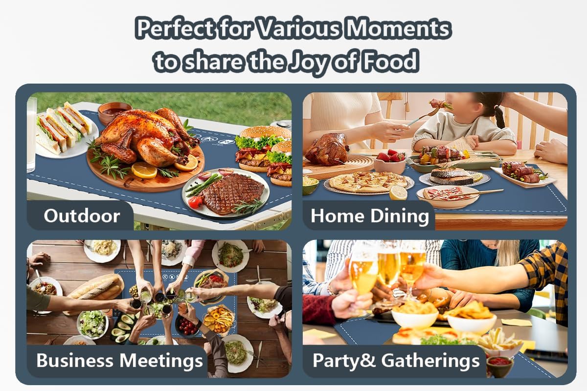 Warming Mat for Food Electric Food Warming Tray Large 24x16in Rapid Full-Surface Heating Portable & Rollable Versatile Food Warmer for Countertop Perfect for Gatherings Parties Everyday Use