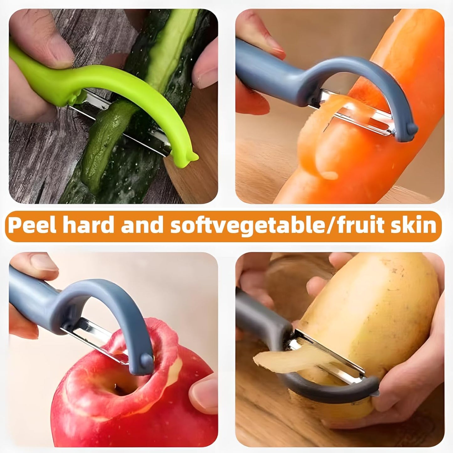 Trez Treamer 6-Pack Vegetable Peeler for Kitchen,Y Peeler Stainless Steel Potato Peeler Set for Apple Veggie Carrot Fruit Zucchini Cucumber Safe Peelers Bulk with Non-Slip Handle (P)