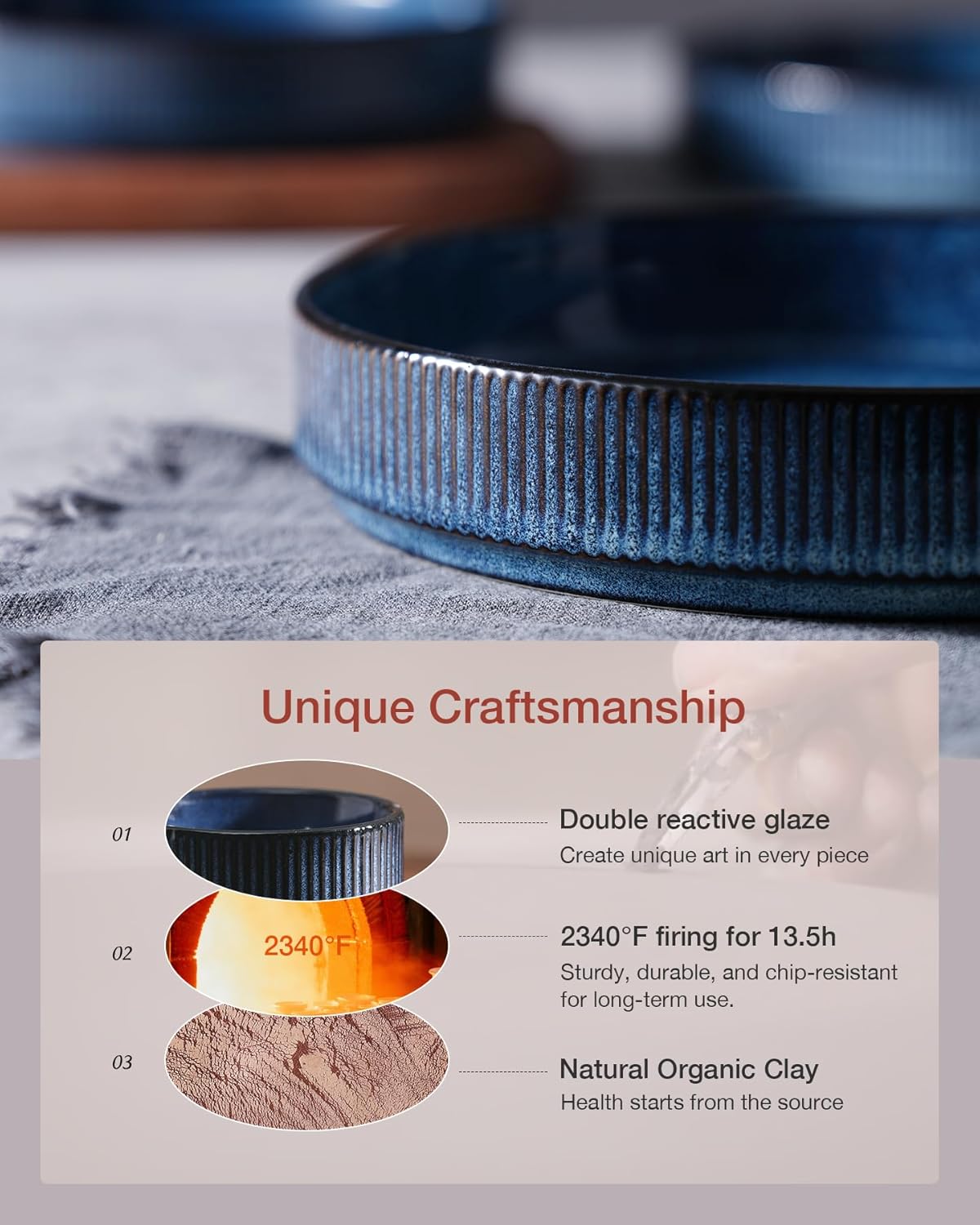 famiware Star 8.25" Pasta Bowls, Large Dinner Bowls Set of 6, Salad Bowl Plates, Shallow Bowls for Eating, Nebulas Blue