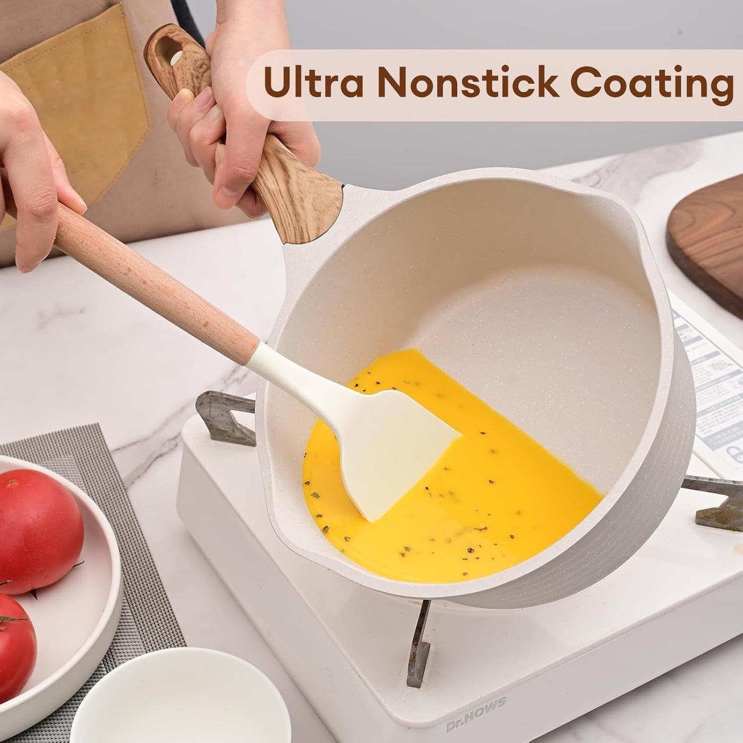 JEETEE 2.5 Quart Saucepan with Steamer Basket, Small Sauce Pot with Lid,Nonstick Coating with Pour Spout, Induction Compatible Cookware Sauce Pan for Cooking, PFOA/PFOS Free