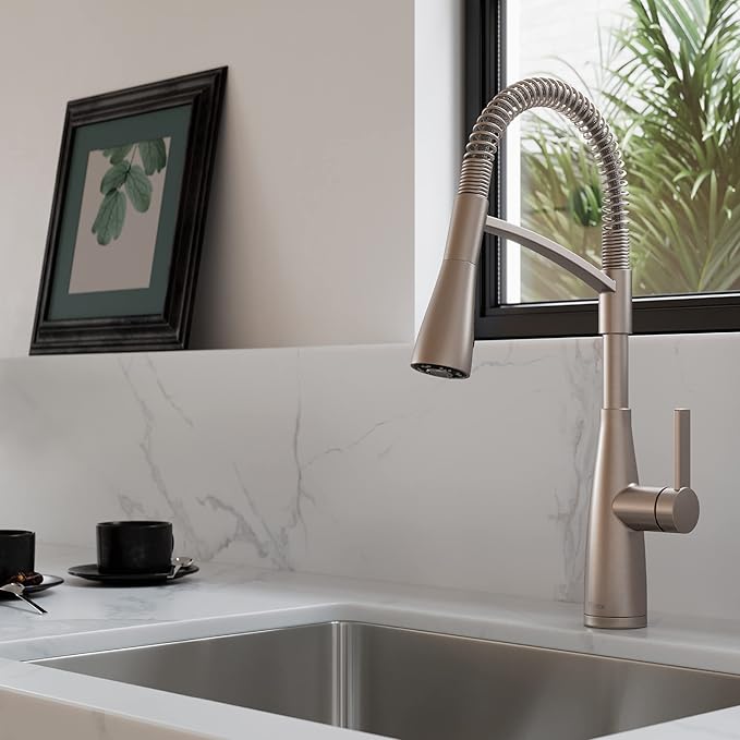 Pfister Kwan Commercial Culinary Kitchen Faucet with Pull Down Sprayer, High Arc, NSF Certified, Spot Defense Stainless Steel Finish, F5297KWCGS