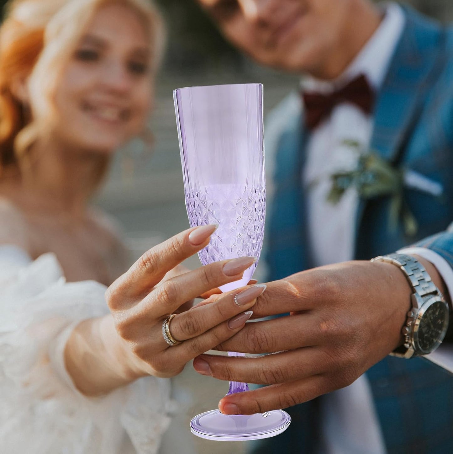 Plastic Champagne Flutes, 48PCS Purple Wine Glasses Goblets Reusable Champagne Flute for Weddings, Bachelor Parties, Toasting, and Events(48,Purple)