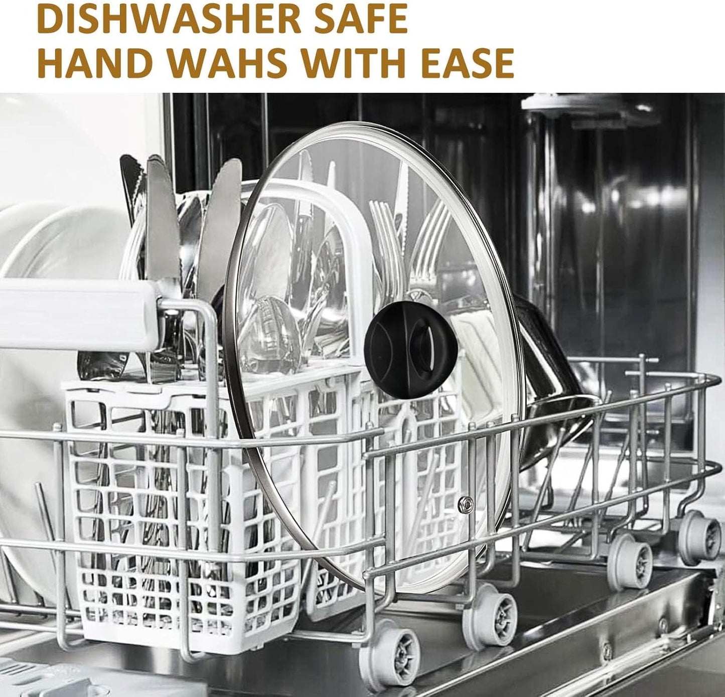 Glass Lids for Pot and Pan, 8, 9.5, 10.25, 11, 12, 12.6, 13.5, 14 Inch Tempered Replacement for Covers Kitchen Cookware, Frying Pan, Wok, Skillet (8 Inch)