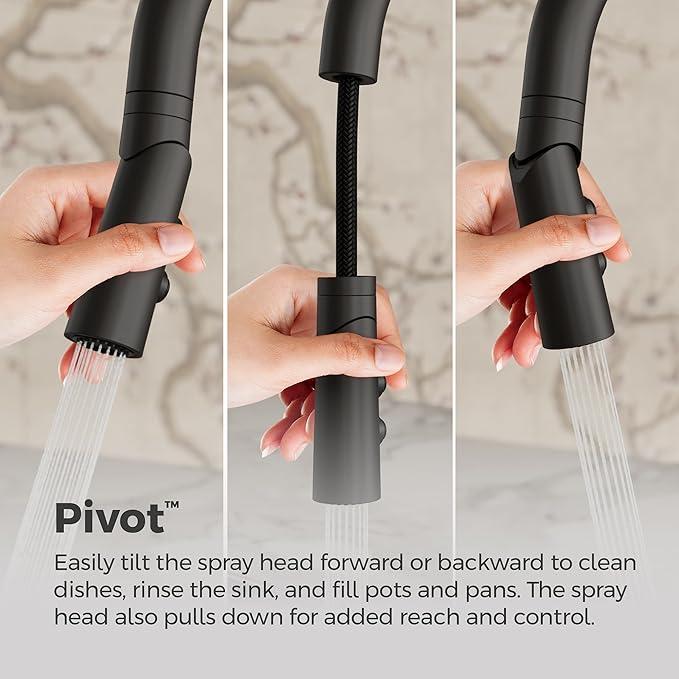 Pfister Exemplar Kitchen Faucet with Pull Down Sprayer, Single Handle, High Arc, NSF Certified, Spot Defense Matte Black Finish, F5297EPSDB