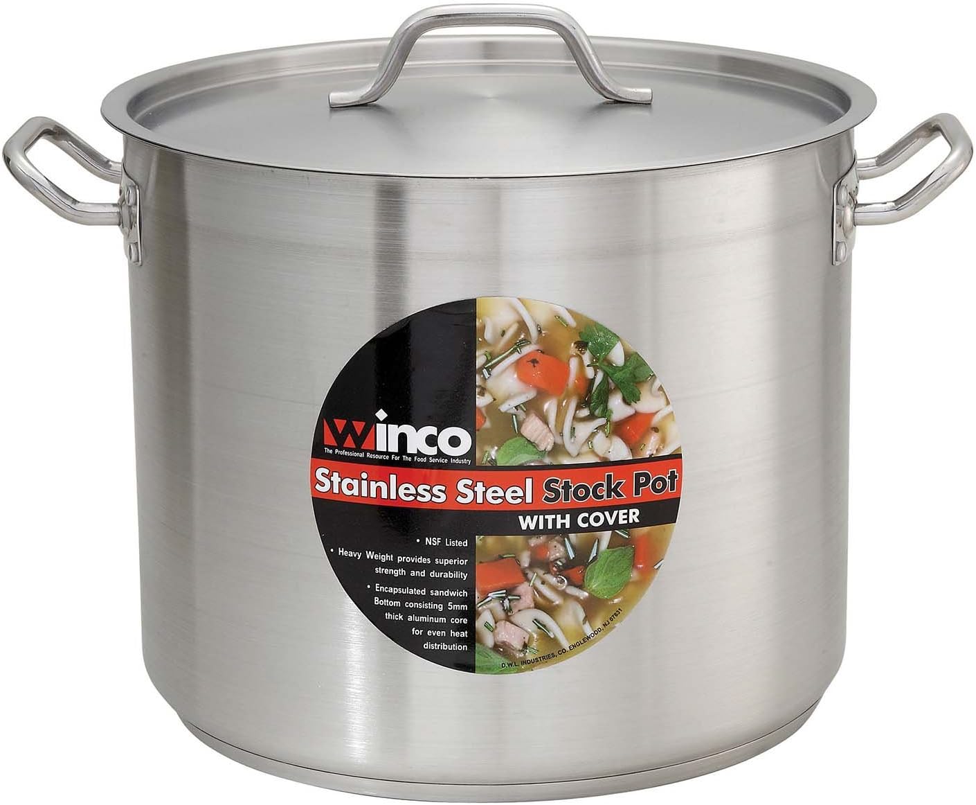 Winware Stainless Steel 32 Quart Stock Pot with Cover, Silver