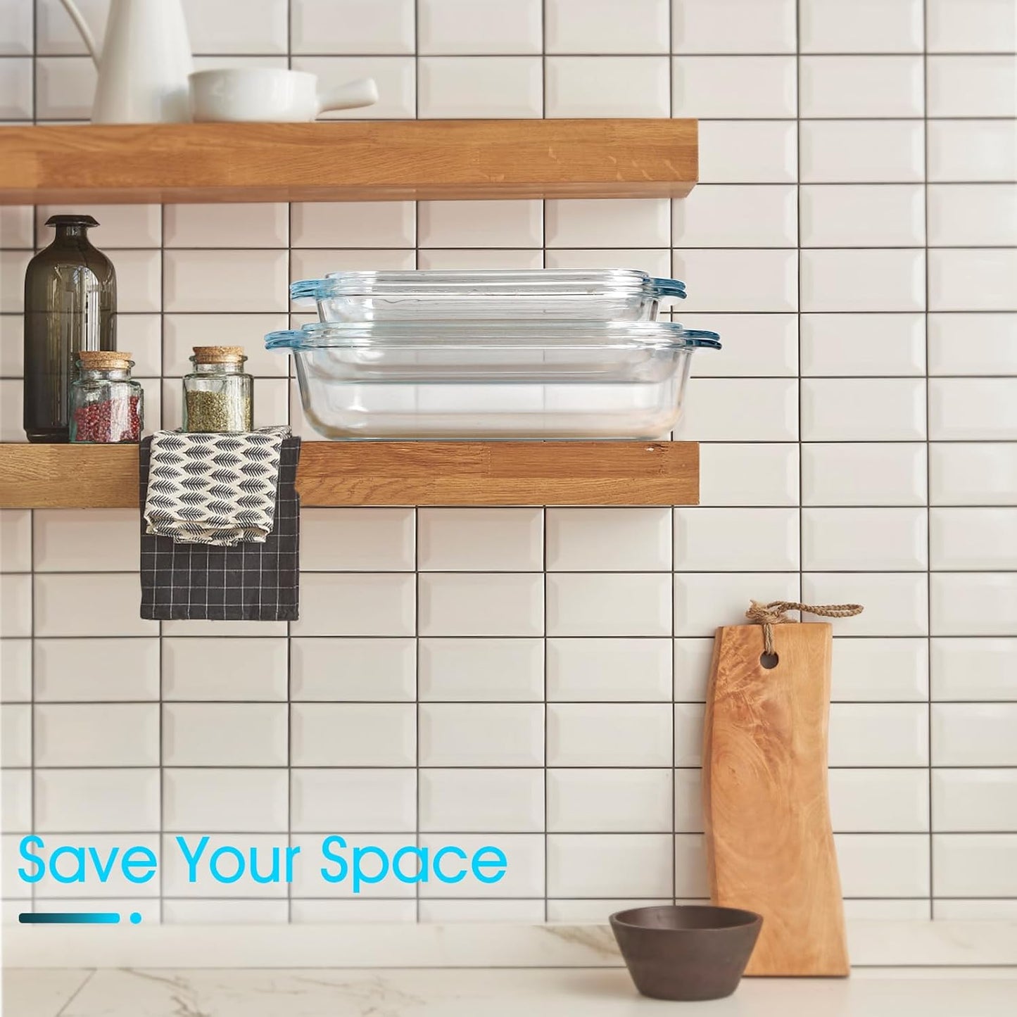 NUTRIUPS 2 QT Rectangular Glass Casserole Dish With Lid, (11.8×7.5×4in) Glass Casserole Dish for Oven