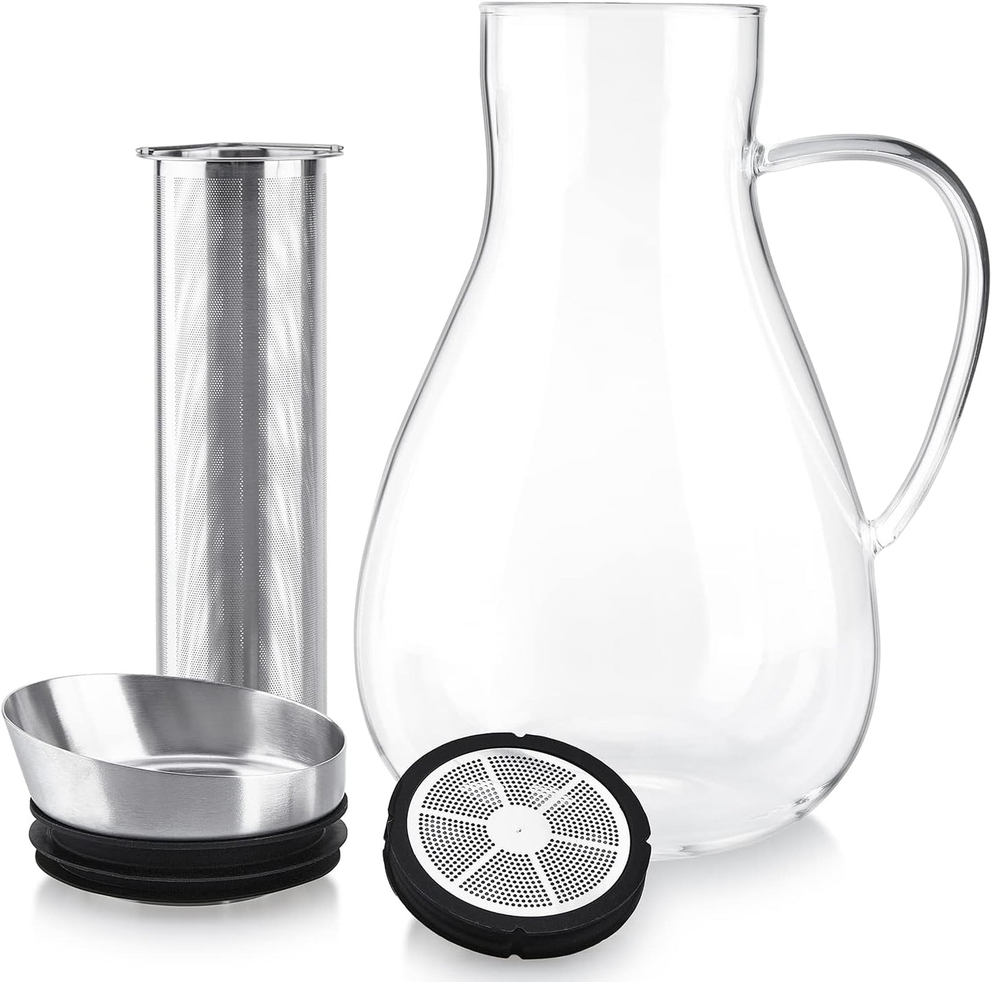 Teabloom Large Multi-Brew Glass Teapot + Kettle + Pitcher (68 OZ / 2.0 L / 8 CUPS) – Brew and Serve Hot Tea, Iced Tea, Cold Brew Tea and Fruit Infused Water – Silhouette Tea Maker