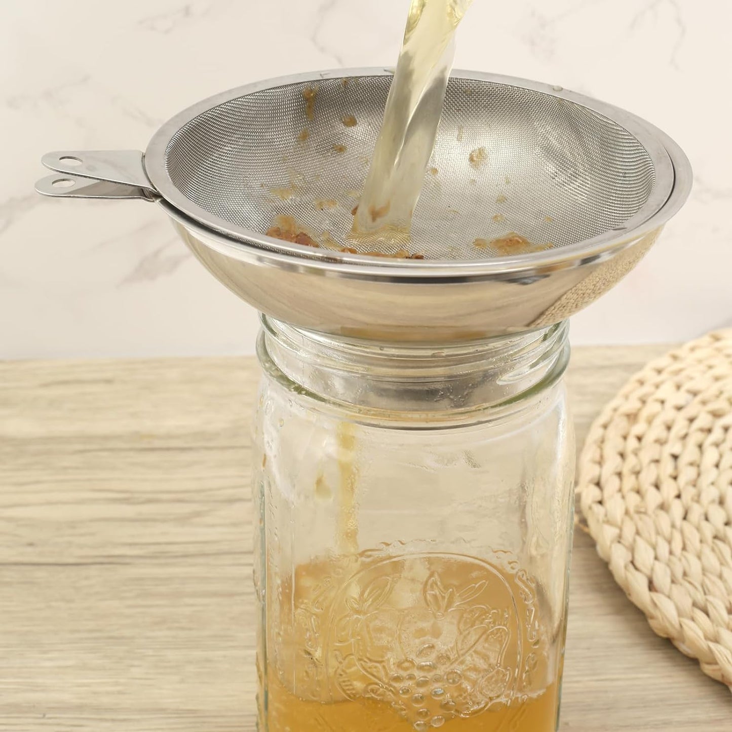 Canning funnel with stainless steel filter for wide mouth Mason jars - Kitchen filling stainless steel wide mouth funnel(for wide mouth Mason jars)