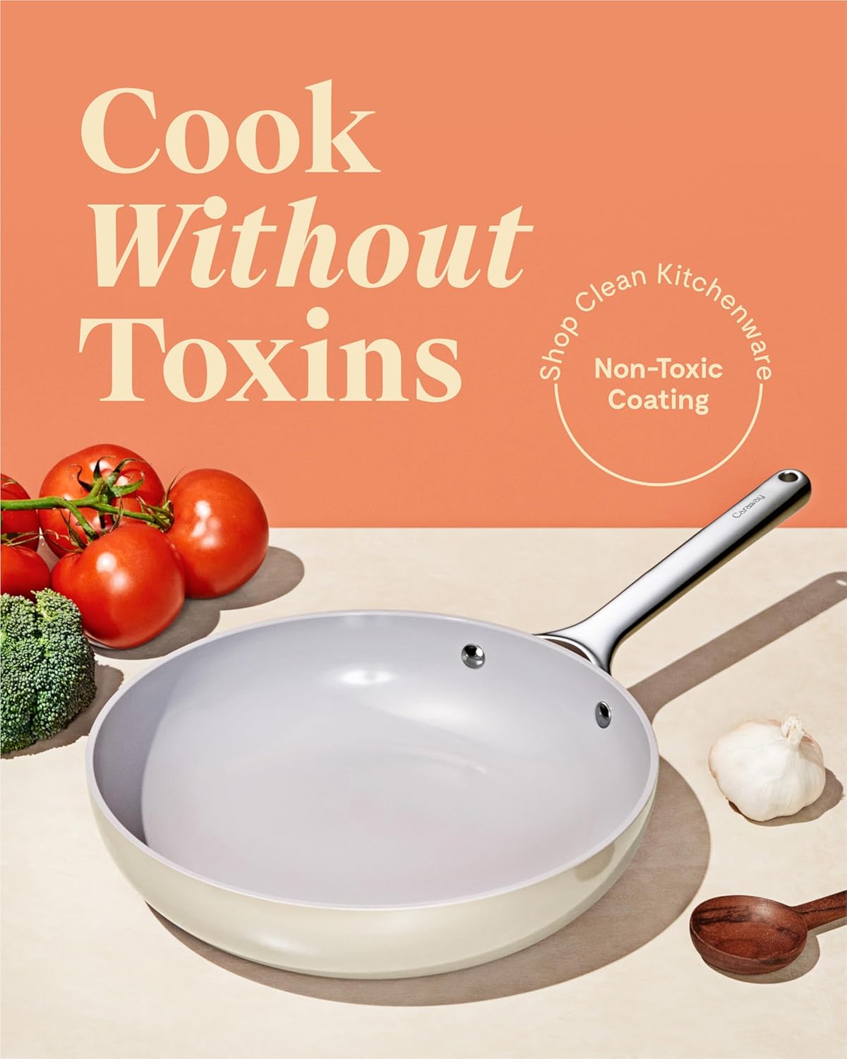 Caraway Nonstick Ceramic Frying Pan (2.7 qt, 10.5") - Non Toxic, PTFE & PFOA Free - Oven Safe & Compatible with All Stovetops (Gas, Electric & Induction) - Black