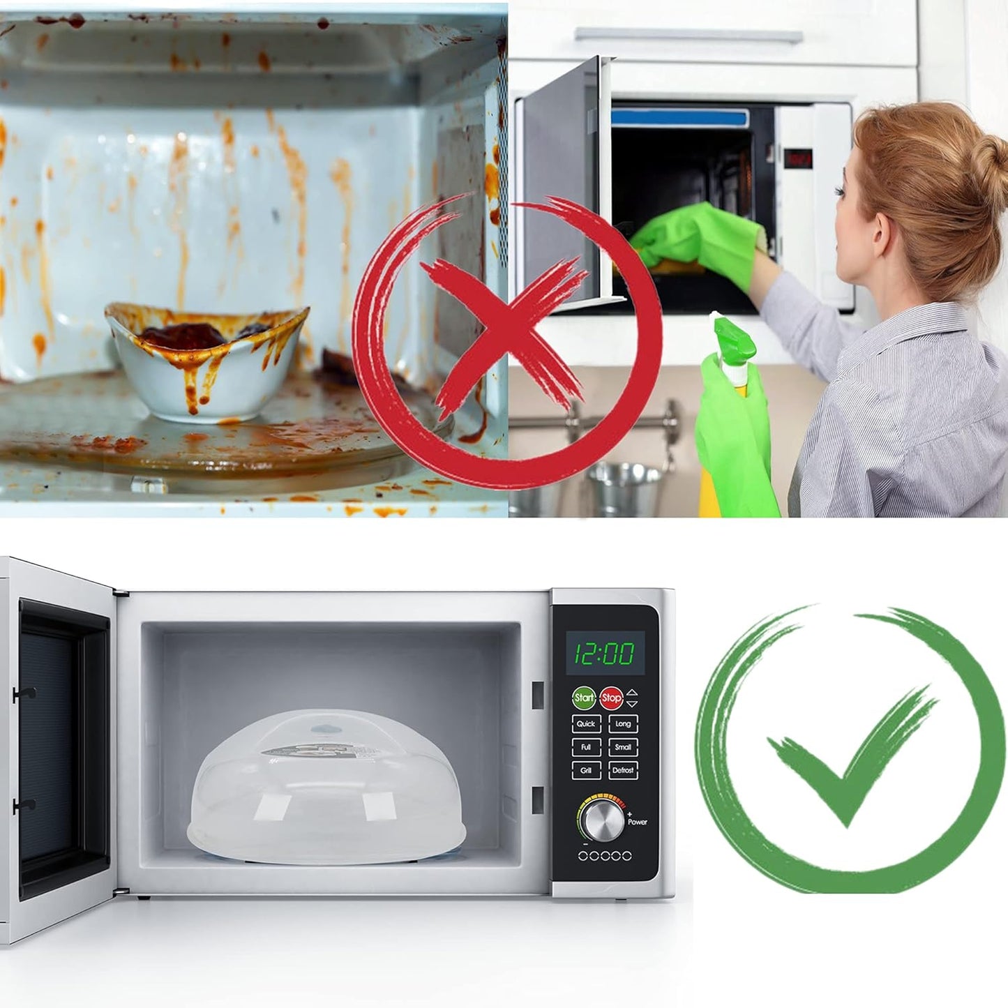 Microwave Cover for Food, Large Microwave Plate Cover Guard Lid with Steam Vents Keeps Microwave Oven Clean, 11.5 Inch BPA Free & Dishwasher Safe-2PCS Grey