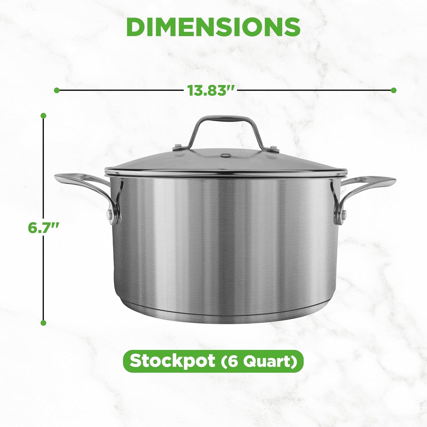 NutriChef 6-Quart Stainless Steel Stockpot – 18/8 Food Grade Heavy-Duty Induction-Compatible Pot with See-Through Lid, Ideal for Stews, Broths, Simmering & Soups, Dishwasher Safe – NCSP6