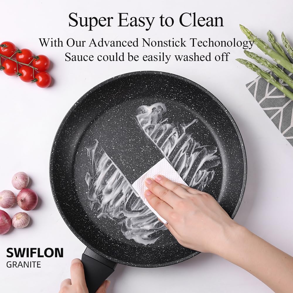 Non Stick Frying Pans,Healthy Stone Cookware,Deep Frying Pan Skillet,Omelette Pan,Nonstick Cooking Egg Pans,PFOA-free Non Toxic Frying Pan (11 Inch)