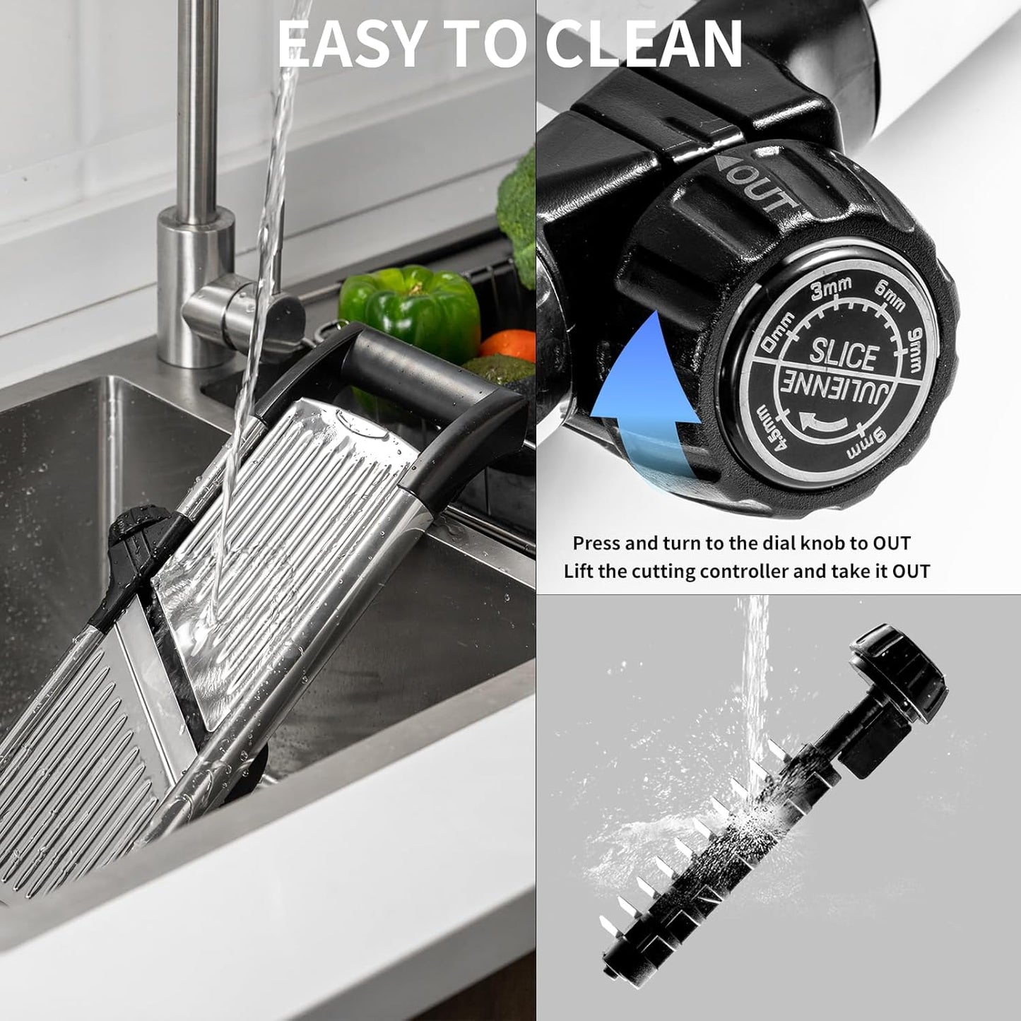 Mandoline Food Slicer, Adjustable Mandoline Slicer for Kitchen, Stainless Steel Mandolin Vegetable Chopper for Potato/Tomato/Onion, Vegetable Slicer Julienne Cutter with Cut-Resistant Gloves