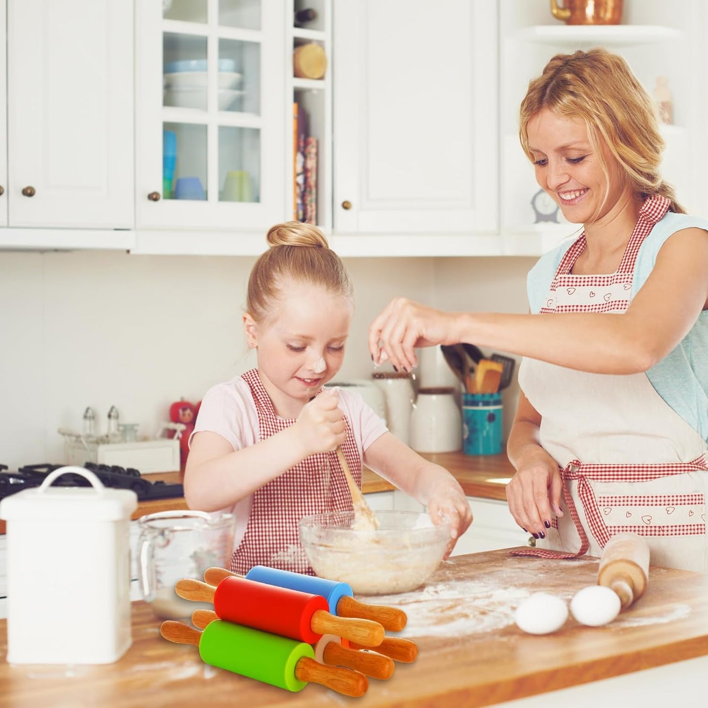 15 Pcs Small Rolling Pin, 9 Inch Wooden Rolling Pin, Small Dough Roller, Dough Rolling Pins for Home Kitchen Fondant Pastry Pizza Baking and Crafting