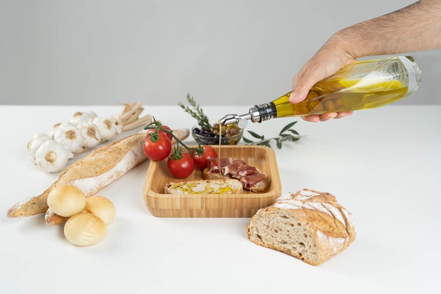 FYGO Diamond Lux Olive Oil Bottle Dispenser - Olive Oil Container- Oil and Vinegar Dispenser Set with Pourer and Funnel - Glass Olive Oil Dispenser Bottle for Kitchen - 350ml - Set of 2