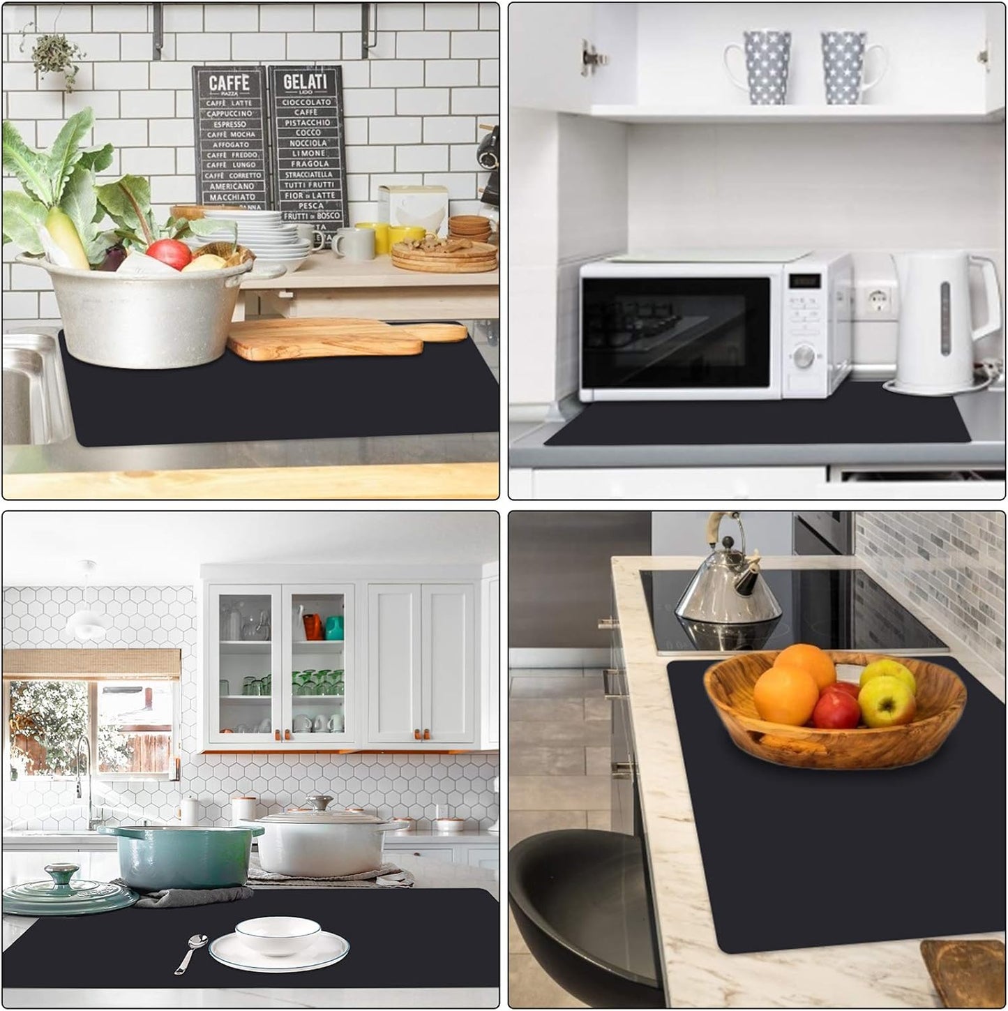 Gartful Silicone Mats for Countertop - 32"x 24"x0.06", Extra Large Multipurpose Mat, Counter Table Protector, Desk Saver Pad, Placemat Nonstick Nonskid Heat-Resistant Kitchen Pad, Black