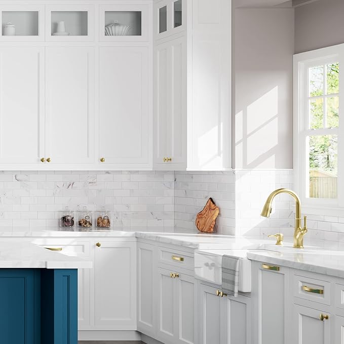 Pfister Alderwood Kitchen Faucet with Pull Down Sprayer and Soap Dispenser, Single Handle, NSF Certified, Brushed Gold Finish, F5297AWBG