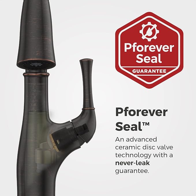 Pfister Alderwood Kitchen Faucet with Pull Down Sprayer and Soap Dispenser, Single Handle, NSF Certified, Tuscan Bronze Finish, F5297AWY