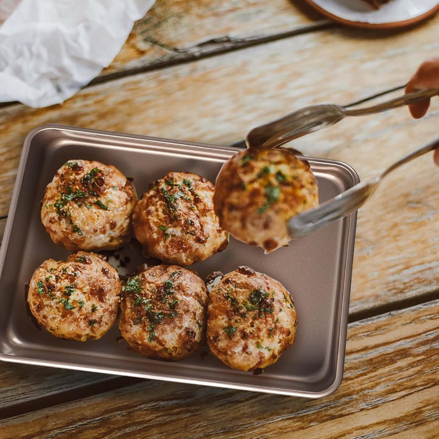 3-Pack Roasting Pan Set, Nonstick Baking Tray, Rectangular Bakeware for Oven, Non-Toxic Coating and Durable Quality (Champagne Gold)