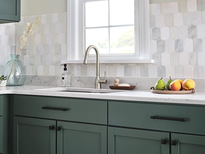 Moen Adler Spot Resist Stainless One-Handle High Arc Pulldown Kitchen Faucet with Power Clean, 87233SRS
