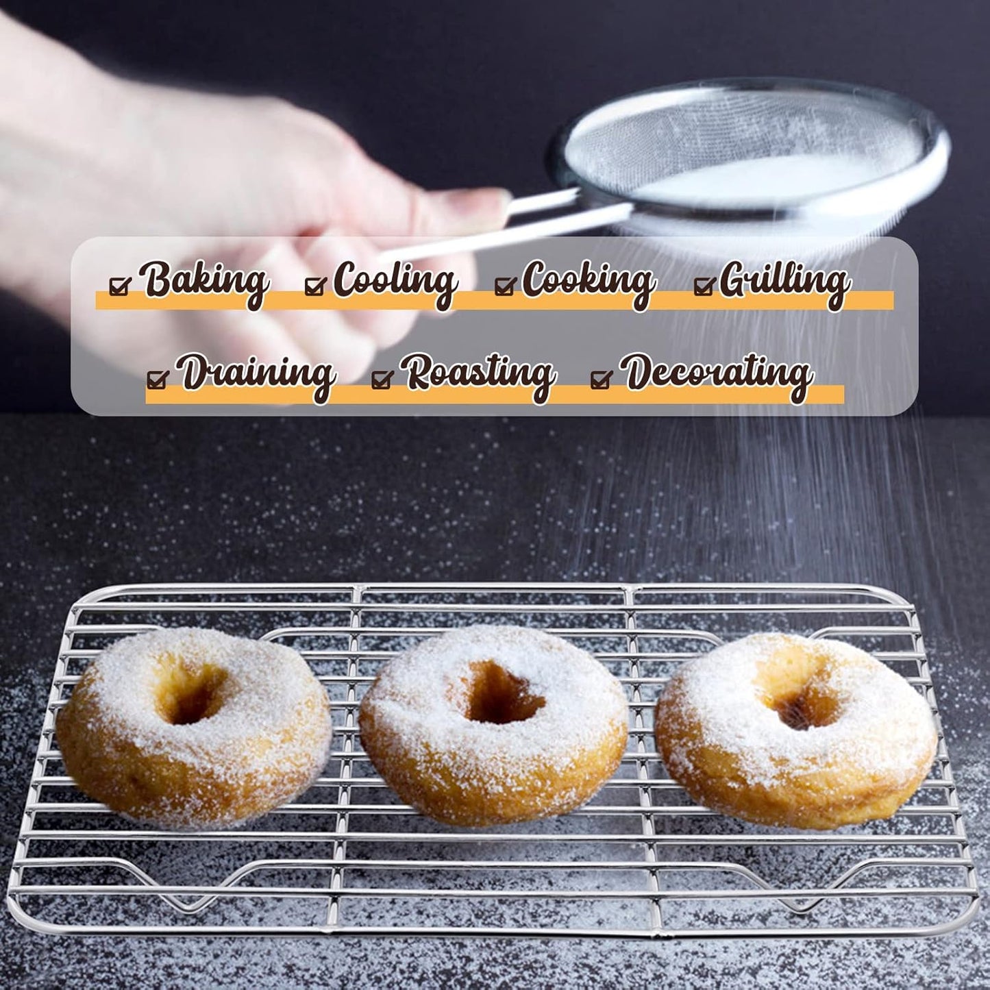 Metal Toaster Oven Tray Set, E-far 10.5”x8.3” Small Stainless Steel Baking Pan with Wire Rack for Cooking Broiling, Rimmed Metal Sheet for Roasting Cooling Cookie Bacon Steak