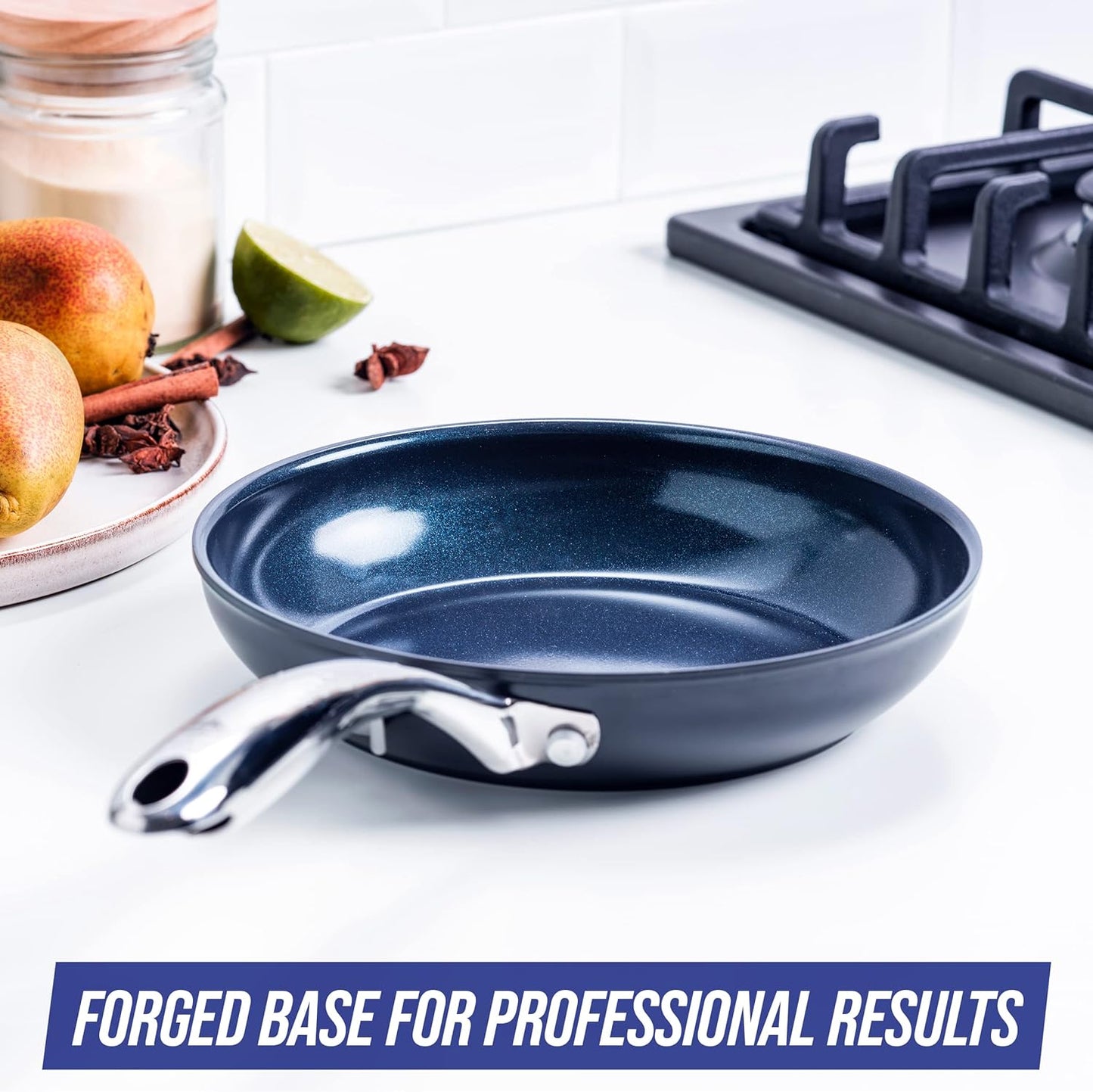 Blue Diamond Cookware Hard Anodized Ceramic Nonstick, 8" Frying Pan Skillet, PFAS-Free, Dishwasher Safe, Oven Safe, Grey