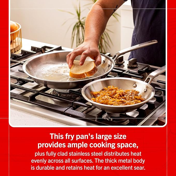 Heritage Steel Eater Series 12 Inch Frying Pan | Made in USA | 5-Ply Fully Clad Stainless Steel | Stay Cool Handle Design | Induction Ready & Non-Toxic