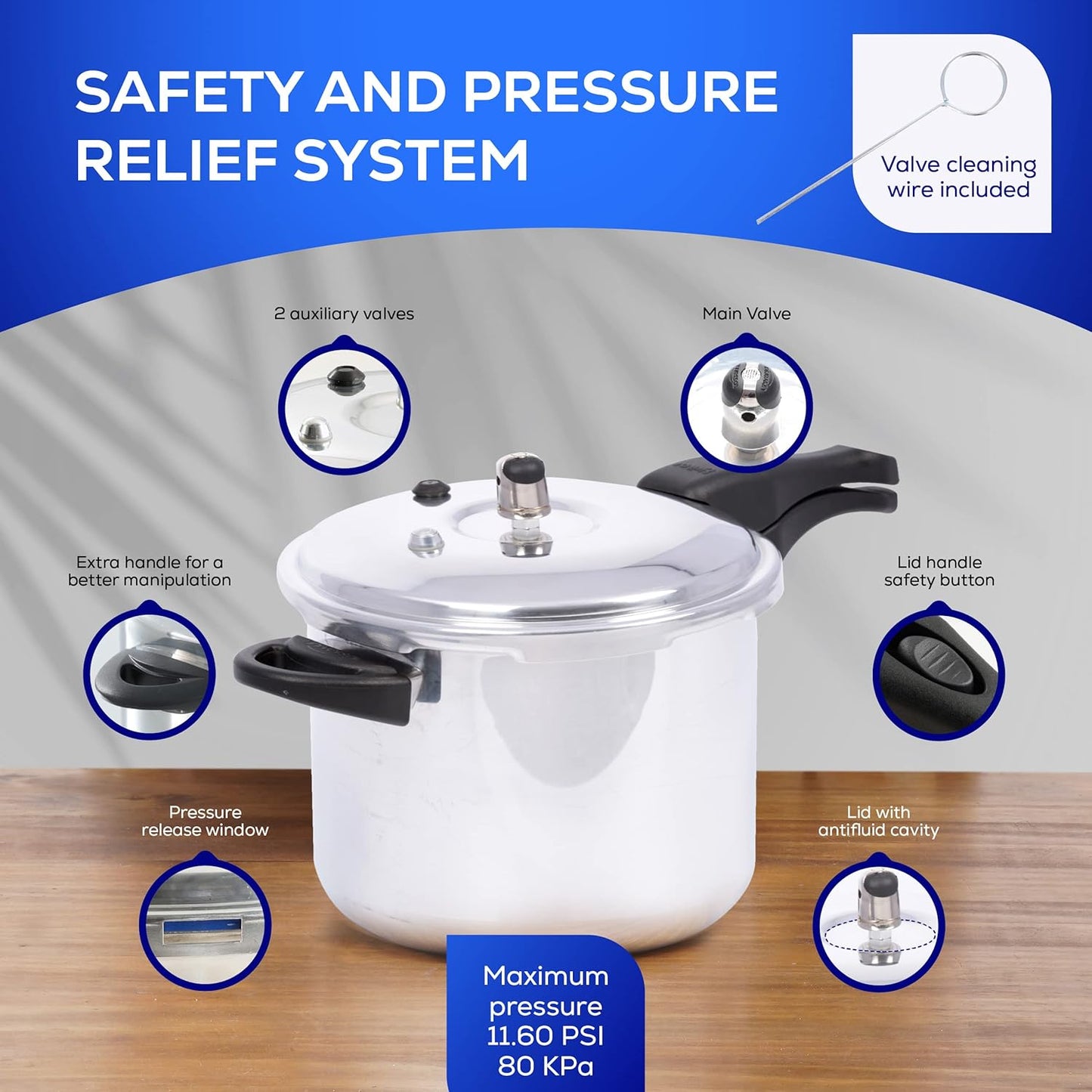 Universal (6.3 Quart / 6 Liter) Anti-Rust Ultra Pressure Cooker, Aluminum Pressure Cooker for 7 Servings, Even Heat Distribution, Diameter 9.4 inches, Height 9.6 inches