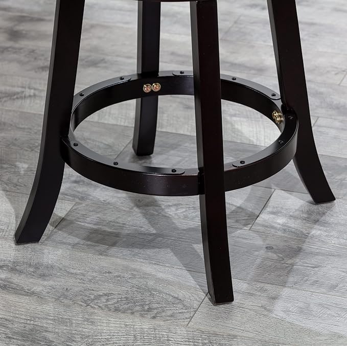 DTY Indoor Living Meeker X Back Fabric Swivel Stool, 24” Counter Height, Espresso Finish, Beige Fabric Seat