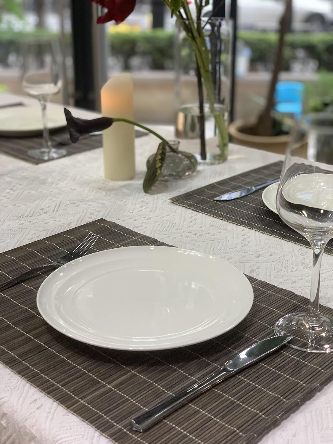 ANDSTAR Set of 8 Pcs Bamboo Placemats Natural Anti-Slip Bamboo Placemats Washable Heat-Resistant Table Mats for Dining Room and Kitchen(Light Brown)